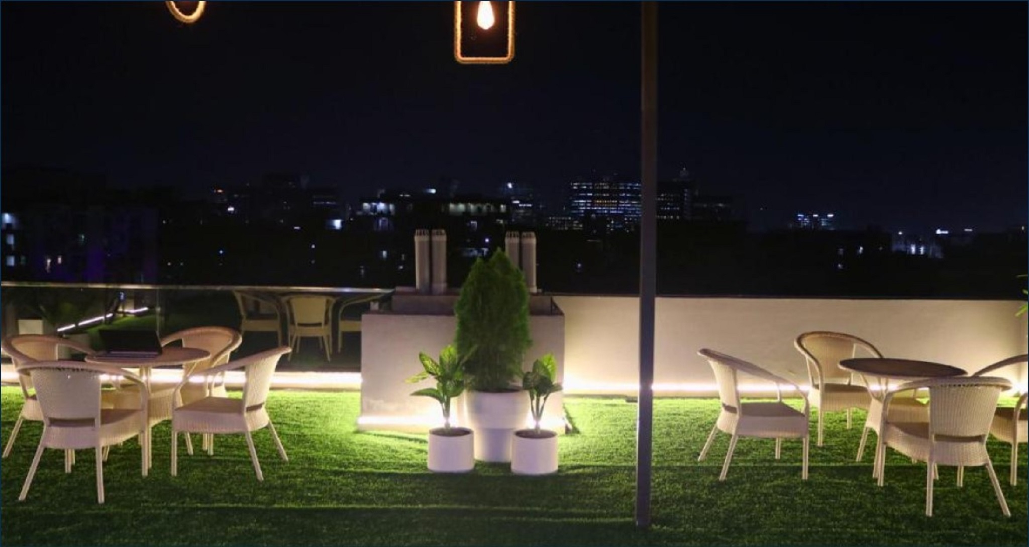 Rooftop terrace by night
